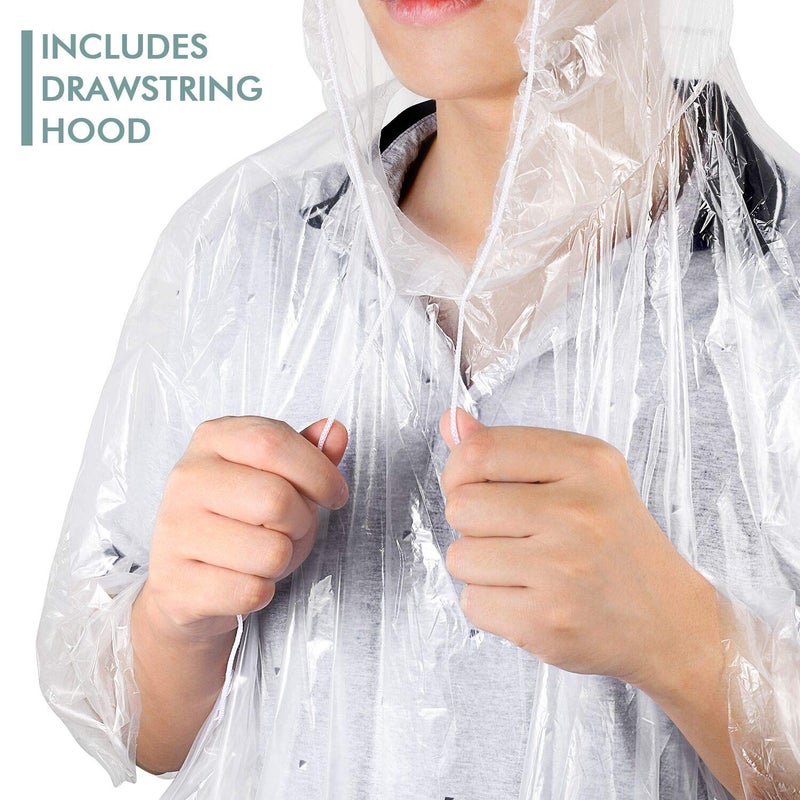 TORASO Rain Poncho with Hood for Adults, Disposable Clear Rain Poncho Adult Emergency Raincoats Disposableï¼ˆYP, 6pcsï¼‰ - Image 3